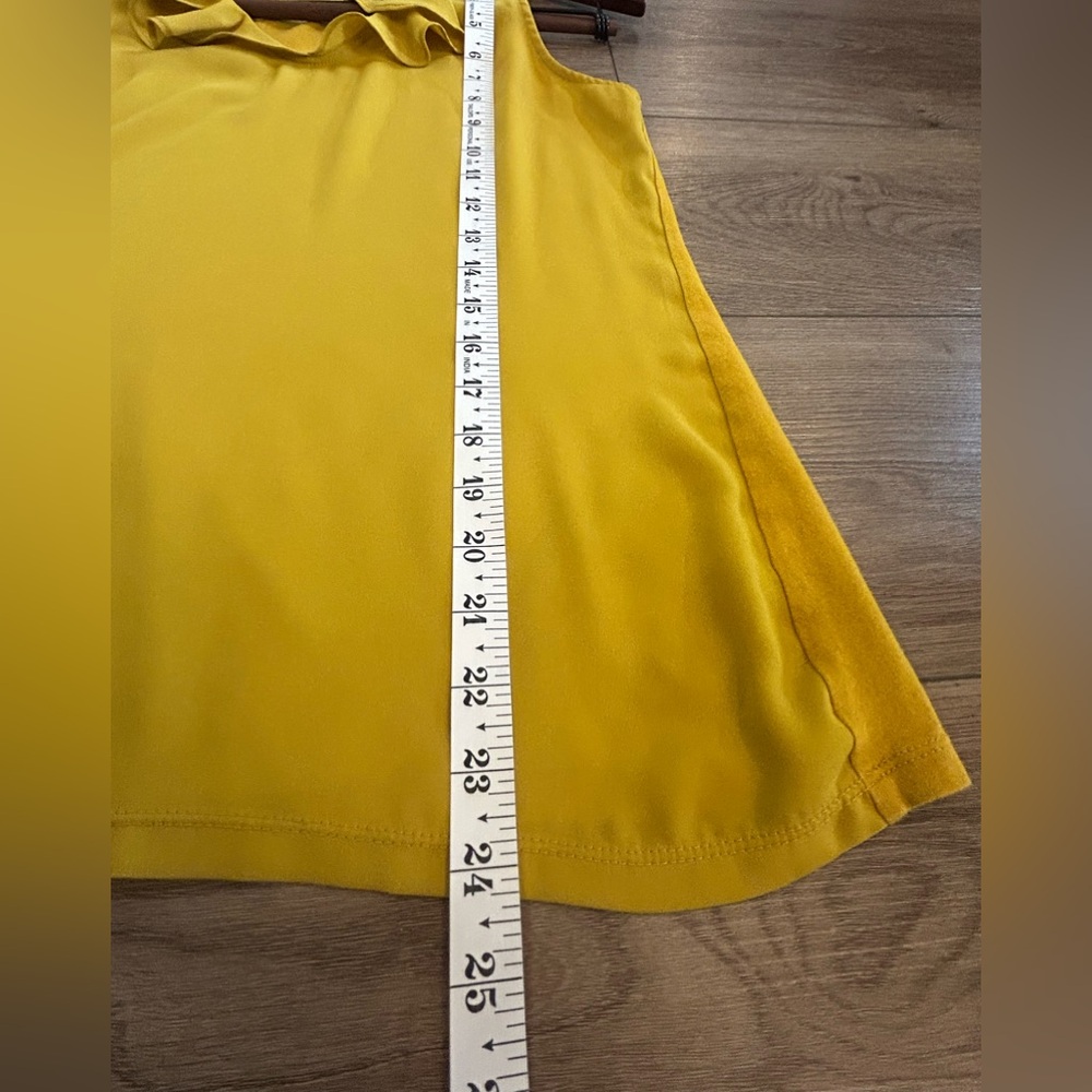 LOFT Outlet XS Mustard Yellow Sleeveless Ruffle Neck Blouse Top - Picture 4 of 7